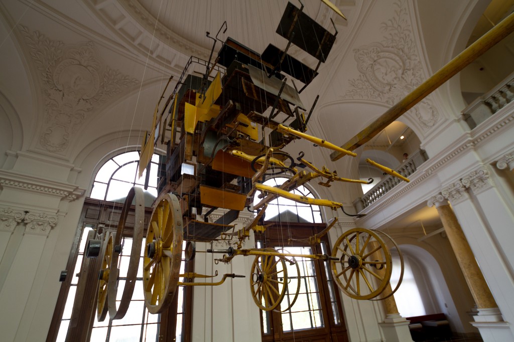 Exploded stagecoach at Museum fur Kommunikation