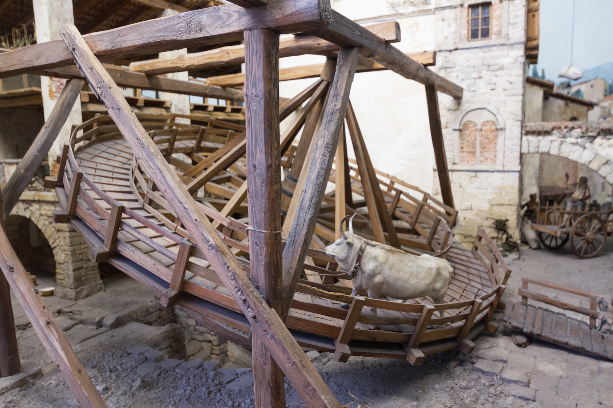 Model of an oxen powered mill. – Germany and Czech Republic, 2012 Model of an oxen powered mill. – Germany and Czech Republic, 2012