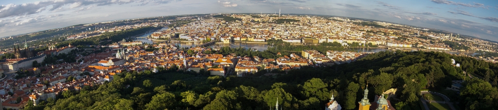 Panorama of Prague from top of Petrin Observation Tower